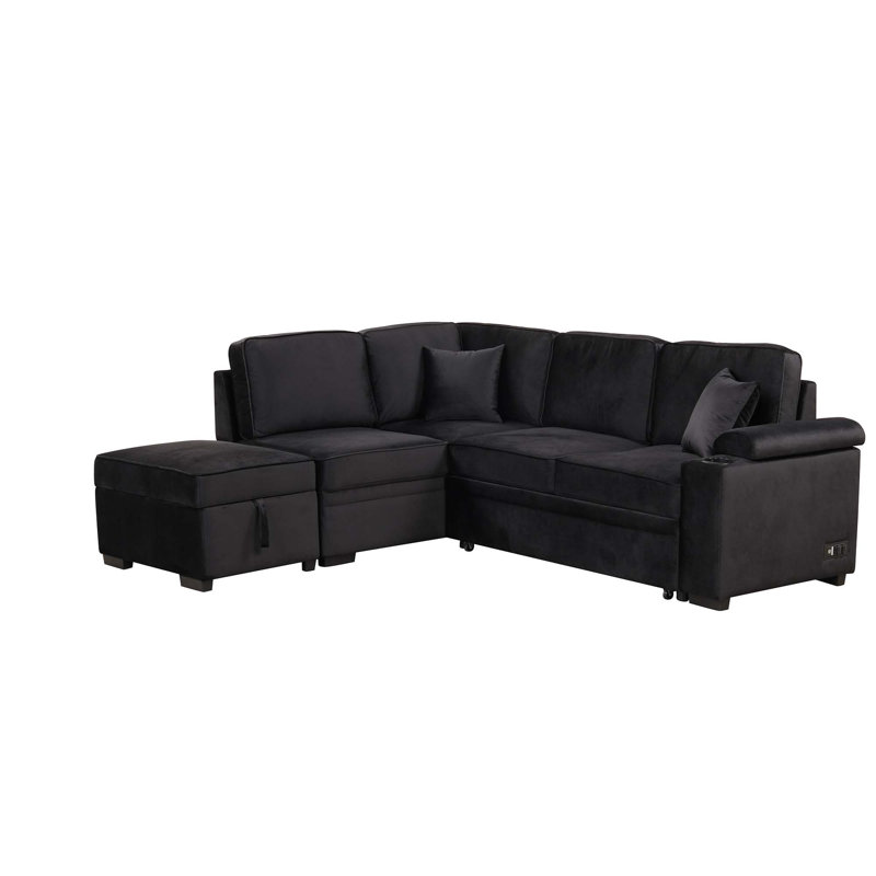 Canapé-lit de 84,75 po, canapé-lit coulissant en L 2 en 1 avec repose-pieds de rangement pour le salon, le canapé-lit et le petit appartement