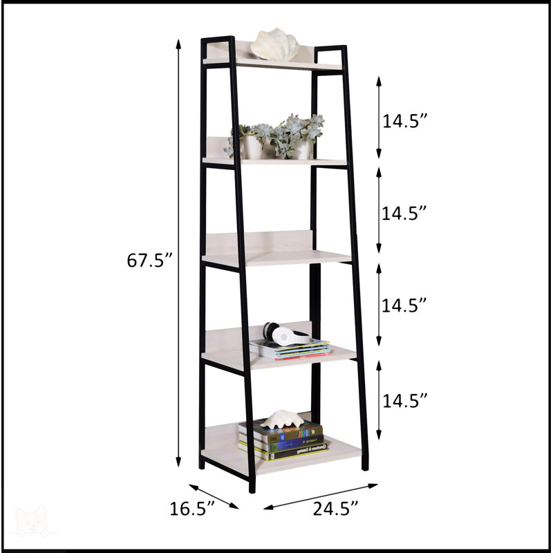 Bibliothèque à 5 niveaux Kaula, (5 tablettes) H 67,5 po x l 24,5 po x P 16,5 po