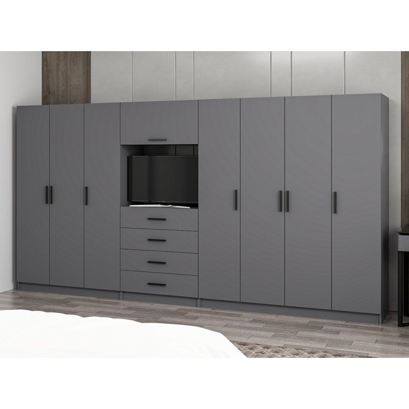 Elina Manufactured Wood Wardrobe, 210cm H x 405cm W x 52cm D