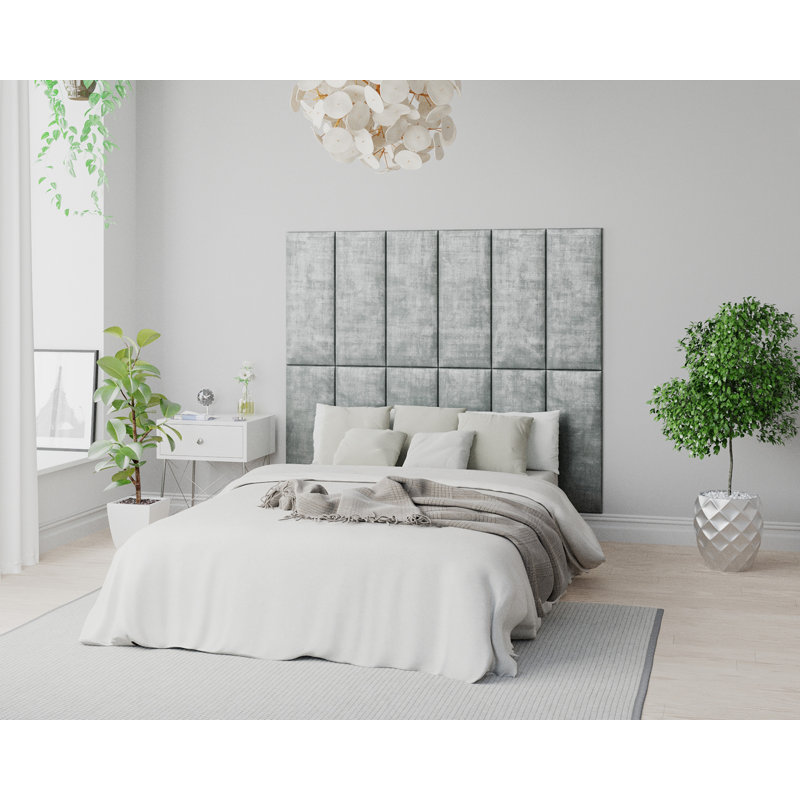 Karlijn 30 cm x 75 cm Peel and Stick Upholstered Wall Paneling in Platinum