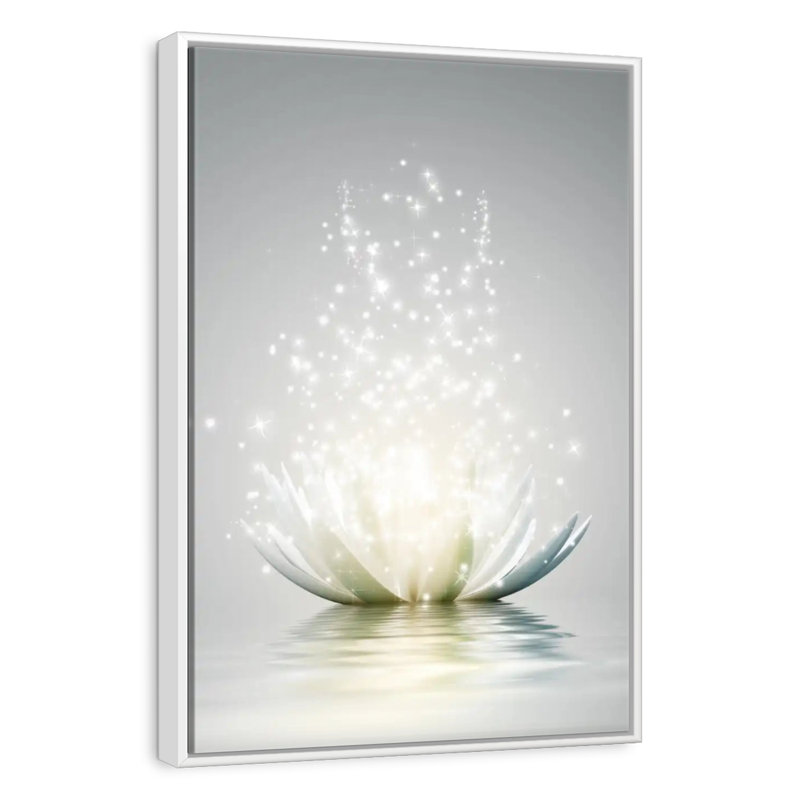 Lotus scintillant, Cadre flottant blanc, 21 po x 31 po