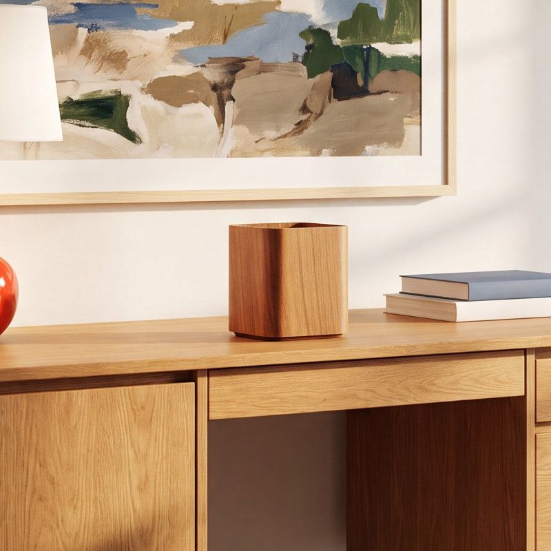 Square One Pencil Holder, Acacia
