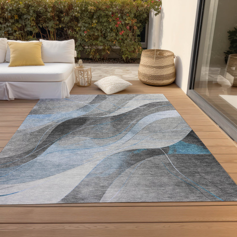 Machine Washable Indoor/Outdoor Cinead ACN1668 Sky Rug, Rectangle 9' x 12'