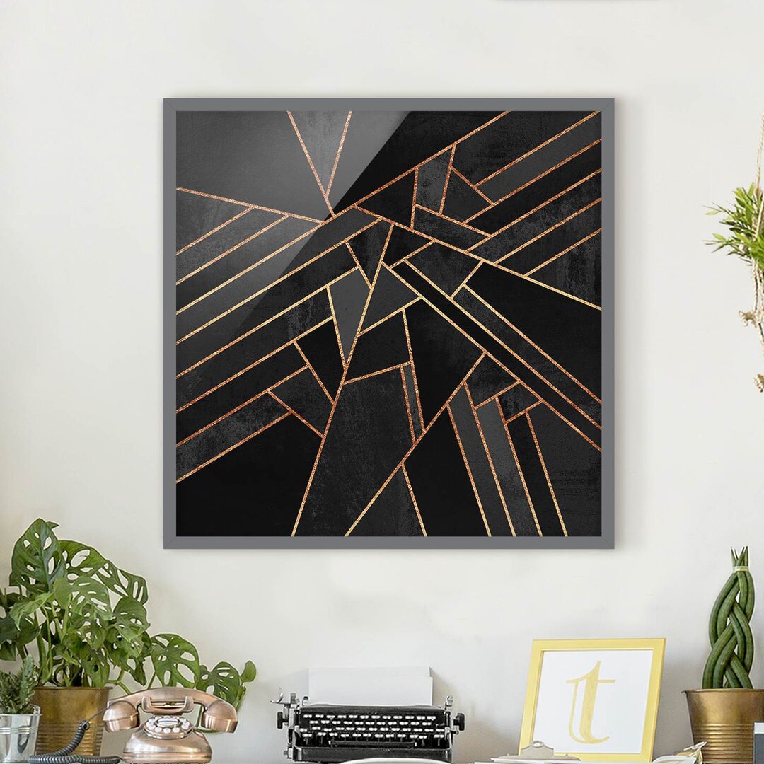 Gerahmtes Poster Black Triangles Gold