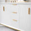Meuble-lavabo H 35 po x l 60 po avec comptoir en quartz blanc Carrera résistant aux taches et double lavabo Zaely