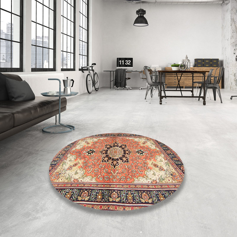 Tapis orange/jaune traditionnel Rinelle, Rond 3 pi