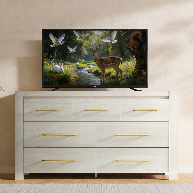 Table de chevet et commode, Blanc