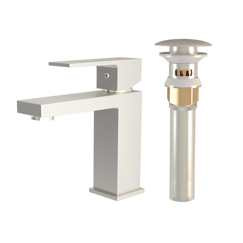 Faucetpopup301 Bathroom Faucet with Drain Assembly, Brushed Nickel