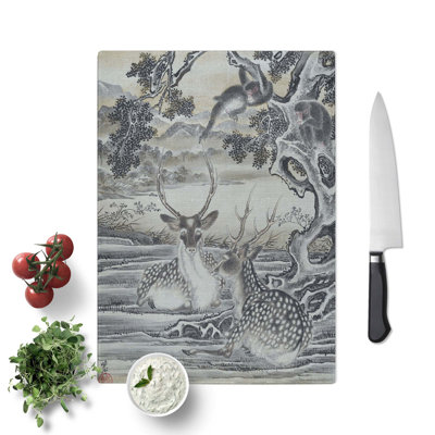 Tempered Glass Deer Below the Monkeys Chopping Board