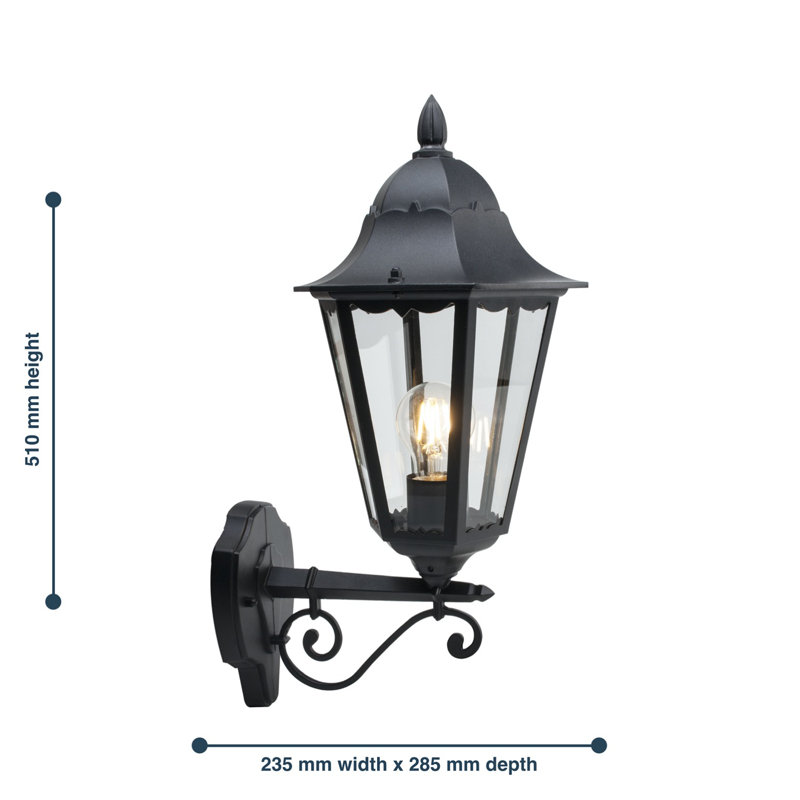 Adnah Black 51cm H Outdoor Armed Sconce