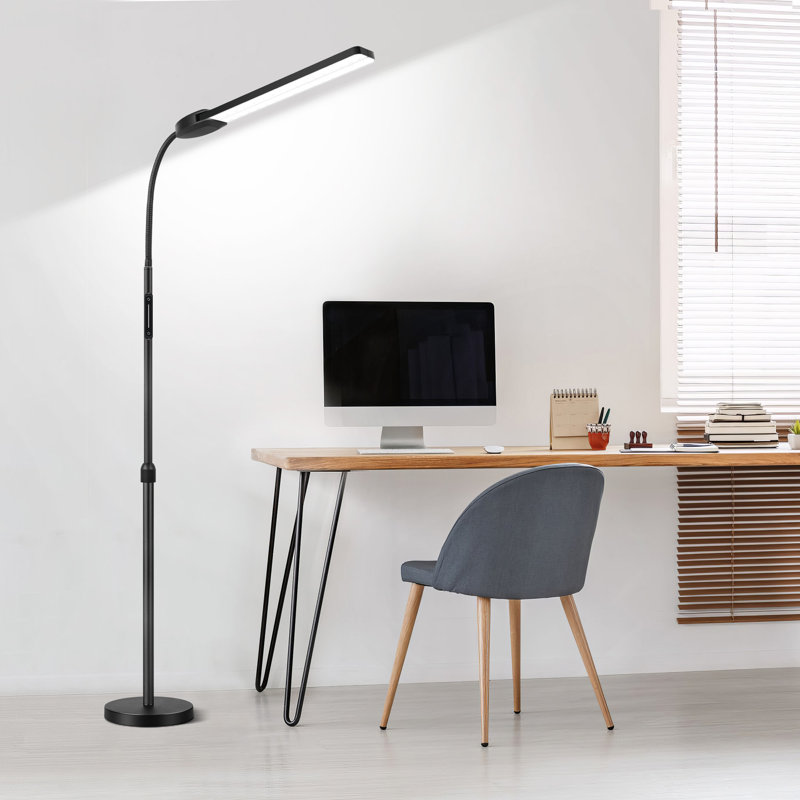 68.5" LED Dimmable Standing Lamp with Double Head,18W Super Bright LED Floor Lamp with Remote, Black