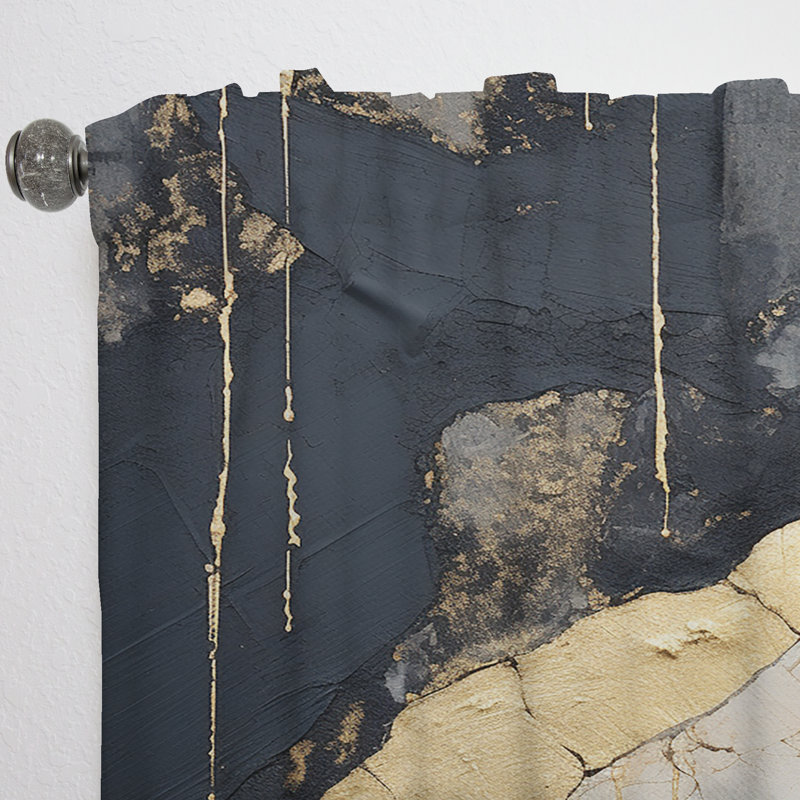 Black Gold Adorned Potteries V - Spirals Curtain - Velvet Room Darkening - 1 Panel, 52" W x 95" L