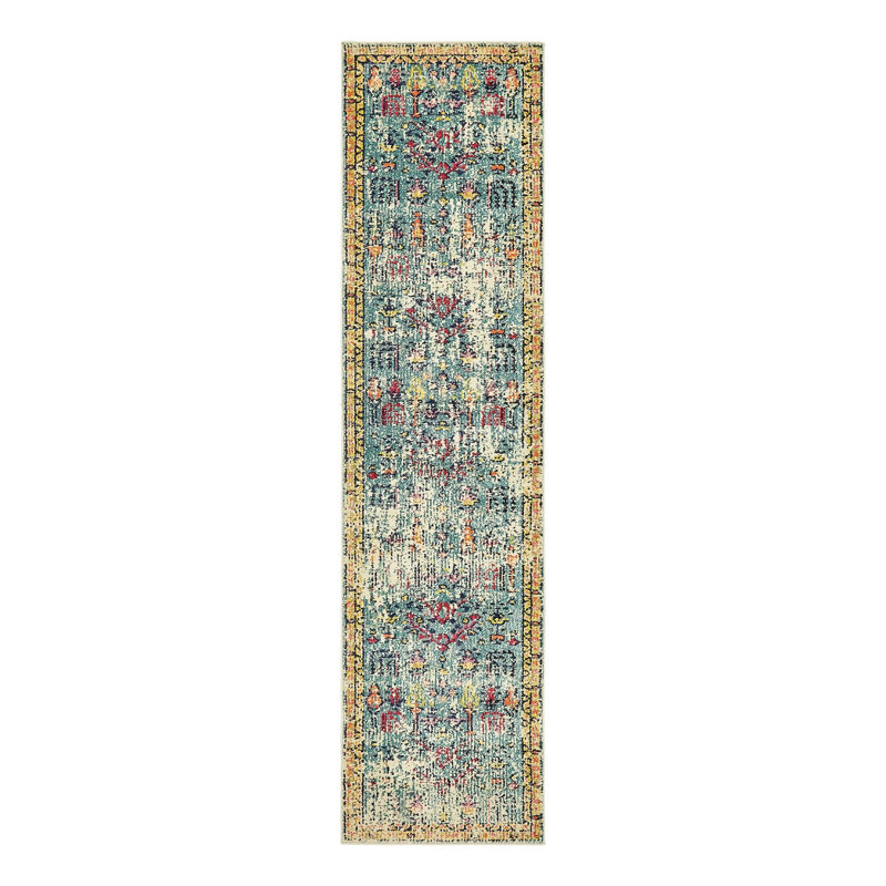 Tapis abstrait Ector, Tapis de couloir 2 pi 7 po x 10 pi, Teal