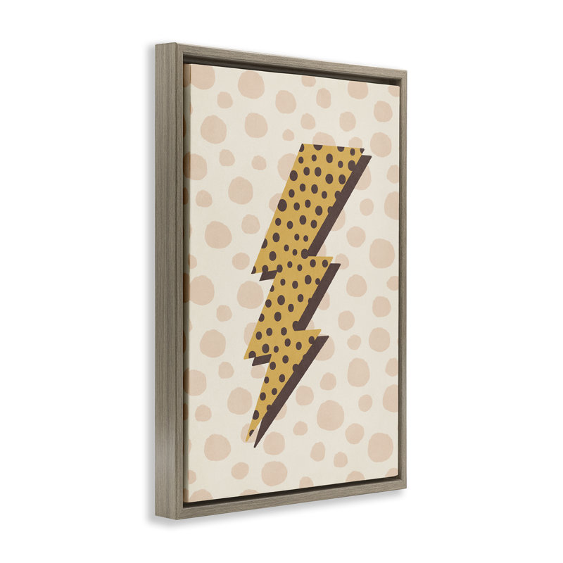 Toile flottante encadrée «D pois Lightning Bolt» par Nataly White, Cadre flottant orme Montalcino, H 31 po x l 21 po