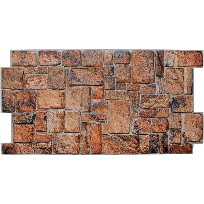 Panneau mural rétro 3D 20 po x 39 po Falkirk (paquet de 10), Brun / rouge