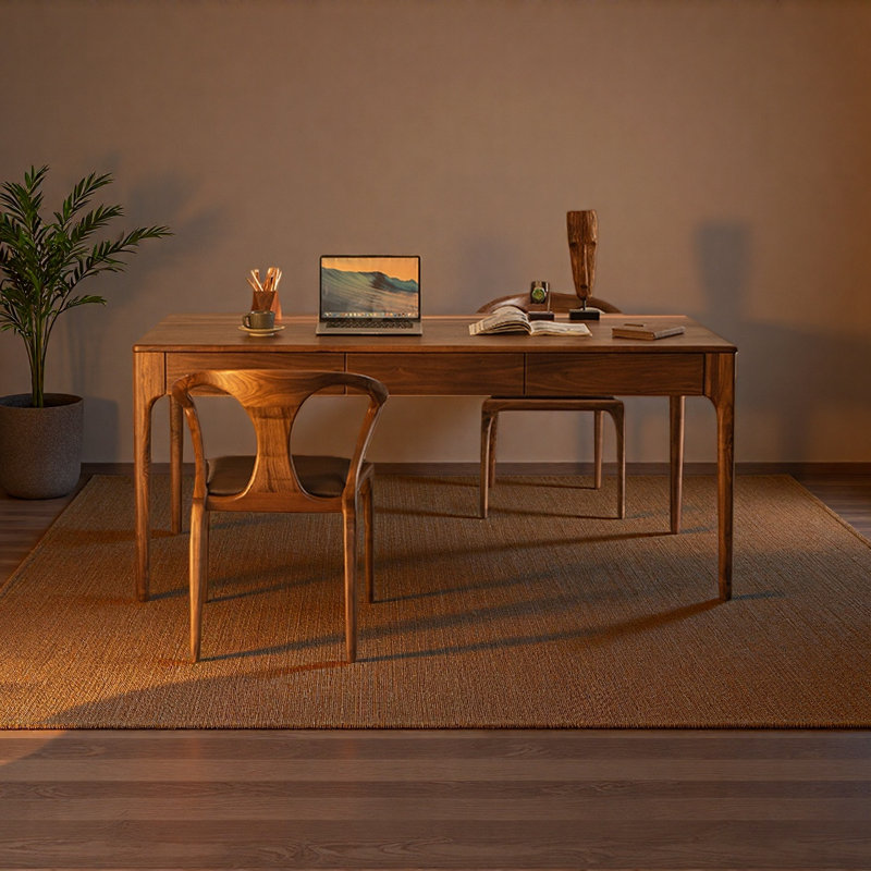 Bureau en bois de noyer massif noir