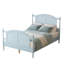 Cadre de lit double traditionnel en bois traditionnel, lit en bois de style campagnard avec tête et pied de lit arqués, cadre de lit à panneau Cottage avec poteaux à broche et support à lattes, aucun sommier nécessaire, bleu clair-2046672587