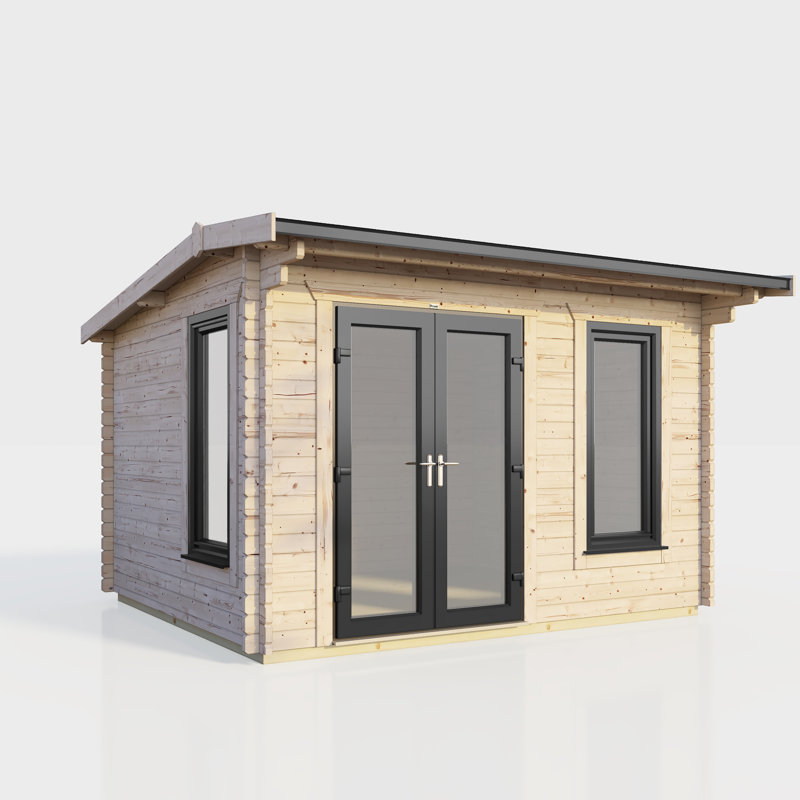 Powersheds 12 x 8ft Apex Log Cabin, Doors to the Left - 44mm