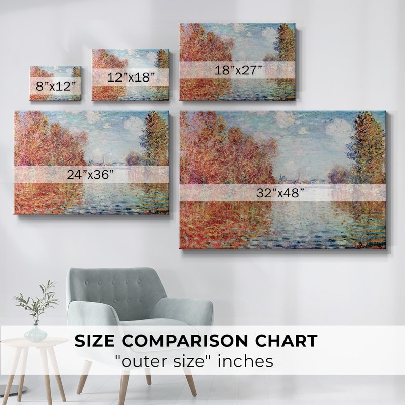 «Autumn in Argenteuil» par Monet, galerie d'art sur toile tendue, H 8 po x l 12 po