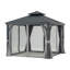 Pavillon de jardin à toit rigide de 10 pi x 10 pi Sunjoy, pavillon de jardin d'extérieur à cadre en aluminium, pavillon de jardin à toit rigide en acier à 2 niveaux avec filet, rideau et crochet de plafond