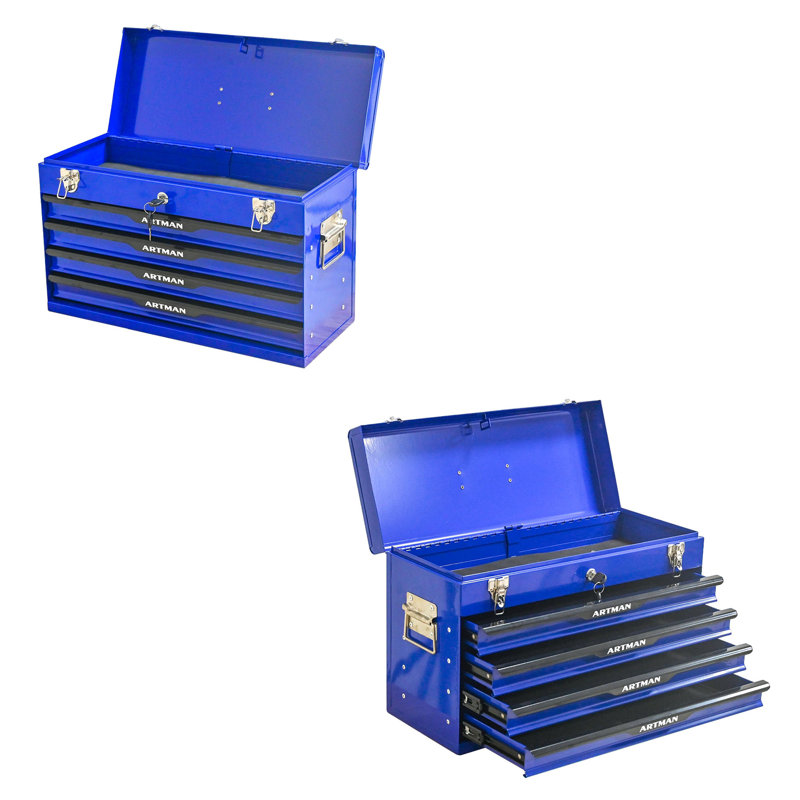 Boîte à outils portative en acier de 20 pouces avec tiroirs - Organisateur de boîte de rangement pour outils avec dispositif de fermeture à verrou en métal - Armoire de rangement pour outils thermolaquée