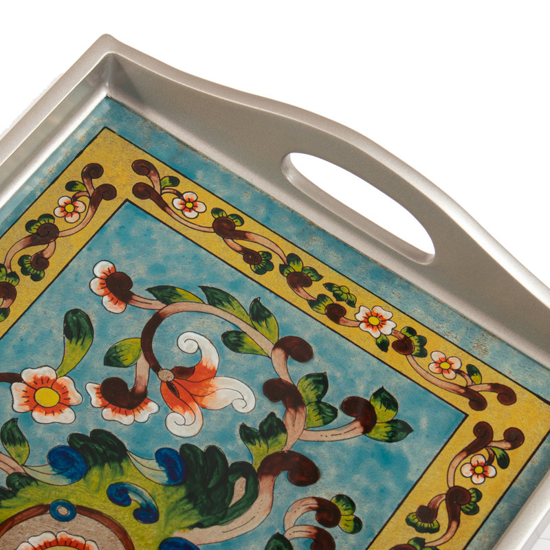 Plateau inversé en verre peint, Argent