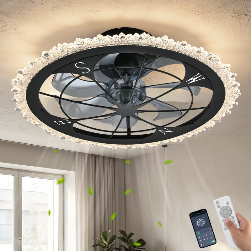 Ventilateur de plafond avec cage Vintage, Matte Black - 21" - Style 2