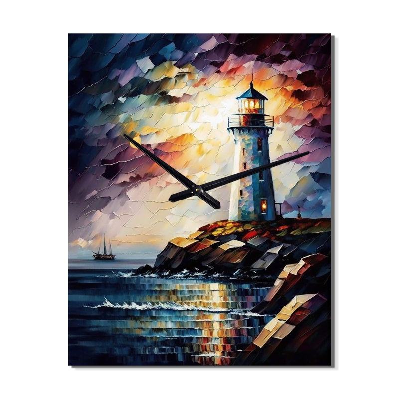 Jalexa - Très grandes horloges murales Beach Light House, H 40 po x l 30 po