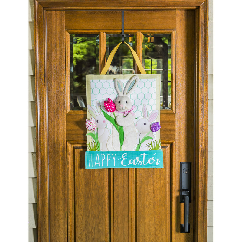 Décoration de porte lapin trio