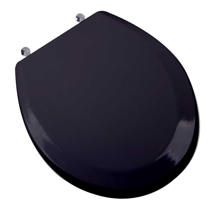 Round Toilet Seat and Lid, Chrome, Black