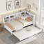 Lit de jour simple en bois avec lit gigogne simple, lit de jour avec tablette de rangement et ports de chargement USB