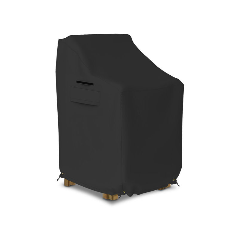 Stackable Patio Chair Cover, Heavy Duty Waterproof Outdoor Furniture Cover With Drawstring, Buckles, Air Vent, Durable Fabric (Black, 26"W X 34"D X 45"H)