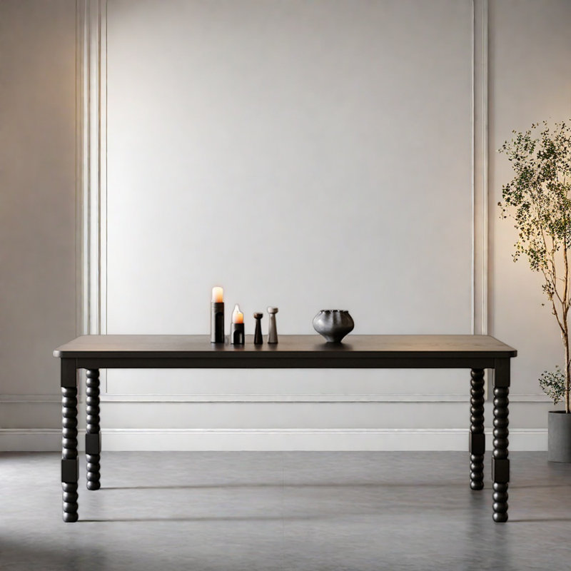 Table de salle à manger de style français pour petits appartements rétro, Noir, noir, noir, noir