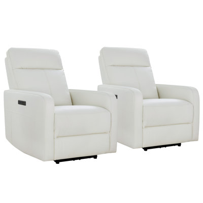 Fauteuil inclinable électrique Bex Ouzo Will en cuir véritable avec port USB (ensemble de 2)