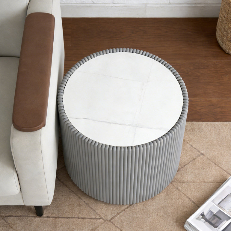 Table d'appoint, Gris, blanc et or