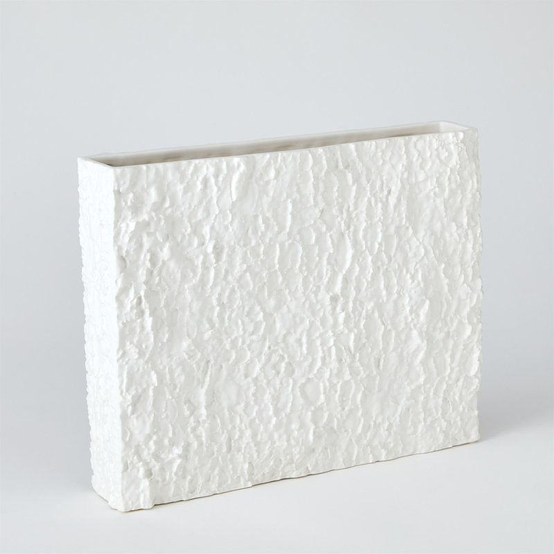 Vase de texture d'arbre, Blanc, H 12,5 po x l 15,5 po x P 3,5 po