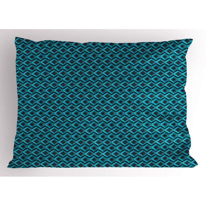 Dark Teal and Teal Geometric Pattern Microfiber Pillow Shams 2 Pack