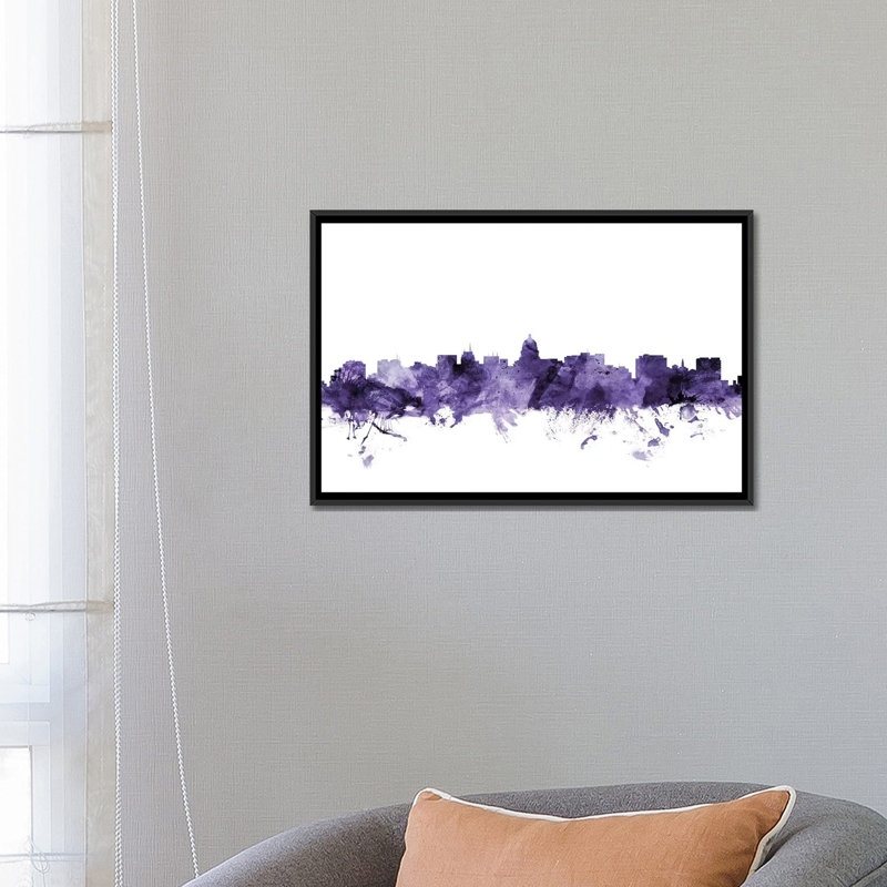 « madison, wisconsin horizon » par michael tompsett, impression sur toile tendue, H 18 po x l 26 po x P 1,5 po, Pas de tapis