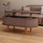 Table basse à plateau relevable cannelé avec compartiment caché
