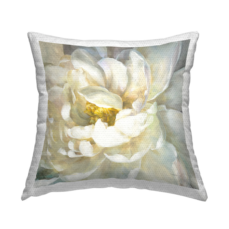 Coussin d'extérieur imprimé floral jaune