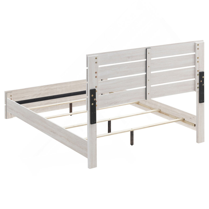 White 4-Piece Slatted Headboard Panel Bedroom Set
