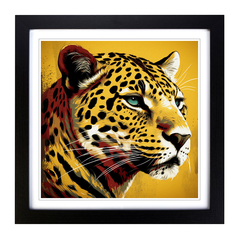 Leopard Retro Art No.4 - Framed Print, Black