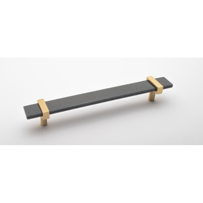 Adjustable 9" Length Bar Pull, Satin Brass/Black, 9"