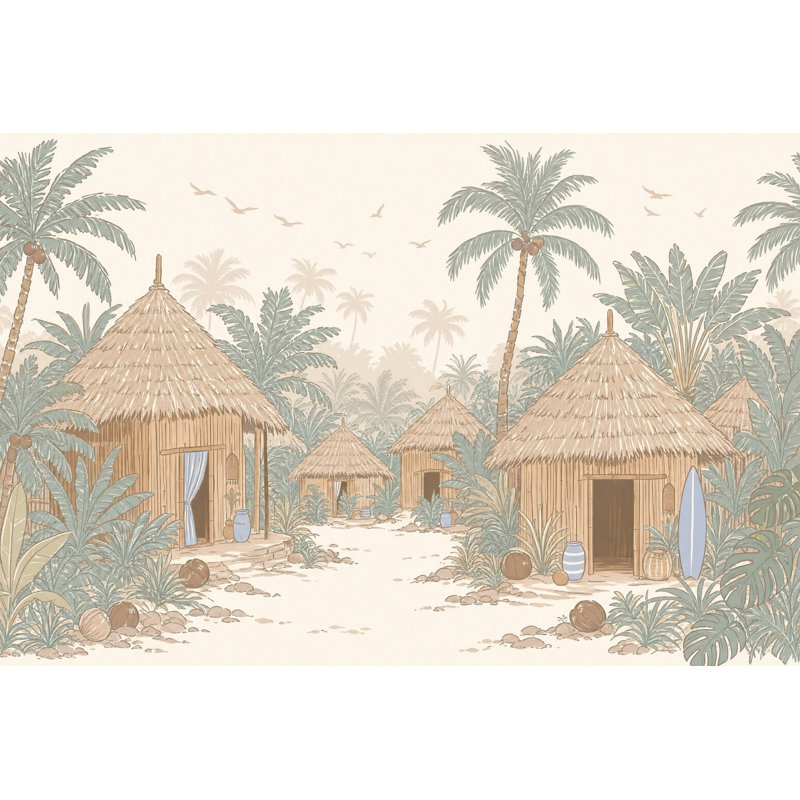 Décoration murale palmiers tropicaux amovibles, 200"x120", Peel and Stick