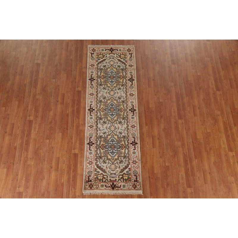Tapis de couloir géométrique en laine 3x8