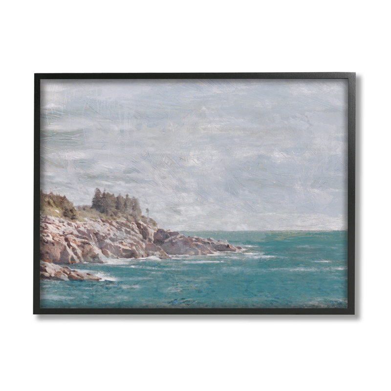 «Rocky Cliff Ocean Landscape», estampe numérique par Savannah Miler, H 11 po x l 14 po x P 1,5 po