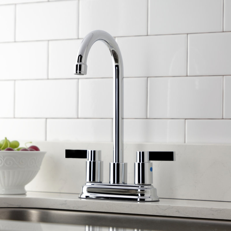 NuvoFusion Elegant Polished Chrome 4" Centerset Dual Handle Bar Faucet