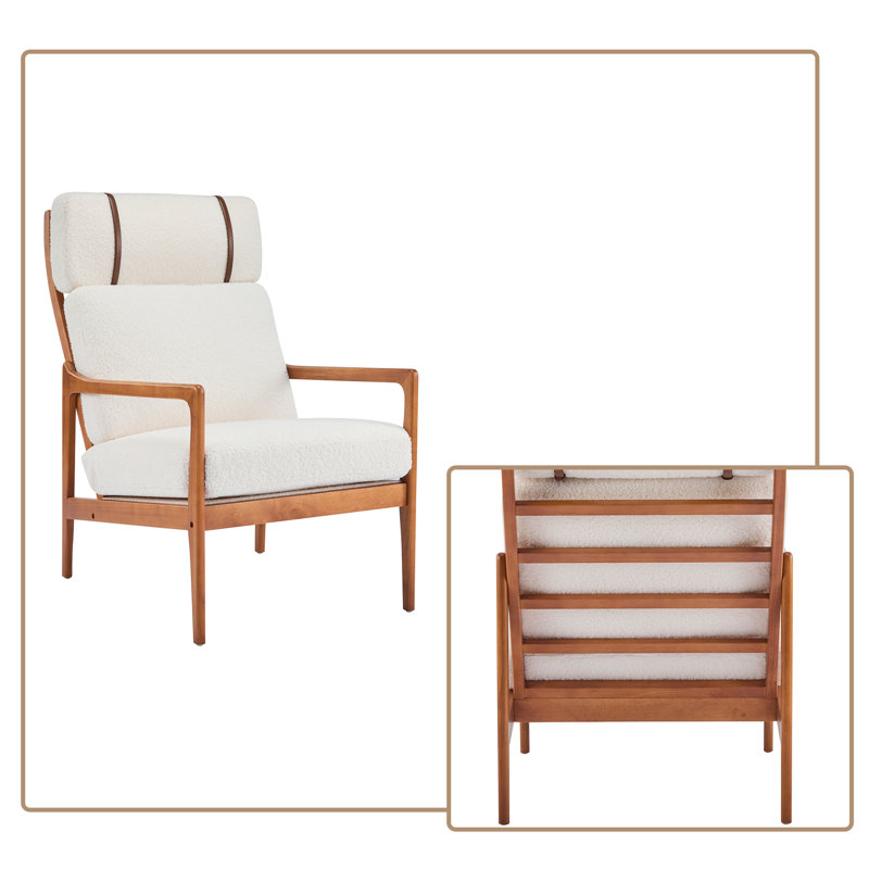 Méridienne Mid-Century, Beige Boucle
