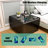 Modern Smart Side Table with Built-in Fridge, Wireless Charging, Temperature Control, Power Socket, USB Ports, Outlet Protection, Induction Light, Black-1034305109