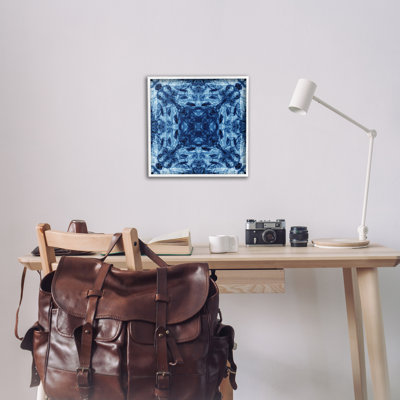 Blue Tie Dye Symmetry Framed Giclee Art by El Perkin